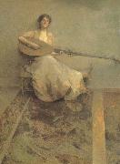 Thomas Wilmer Dewing Girl with Lute china oil painting reproduction